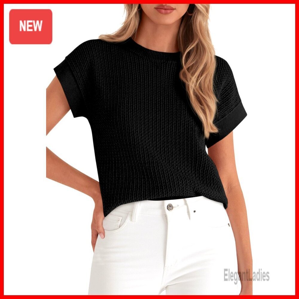 Viscose Sweater Vest Cap Sleeve Crewneck Business Casual Spring Summer